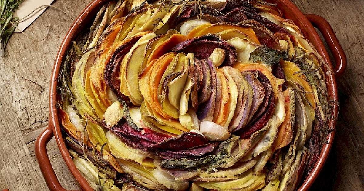 Root vegetable gratin