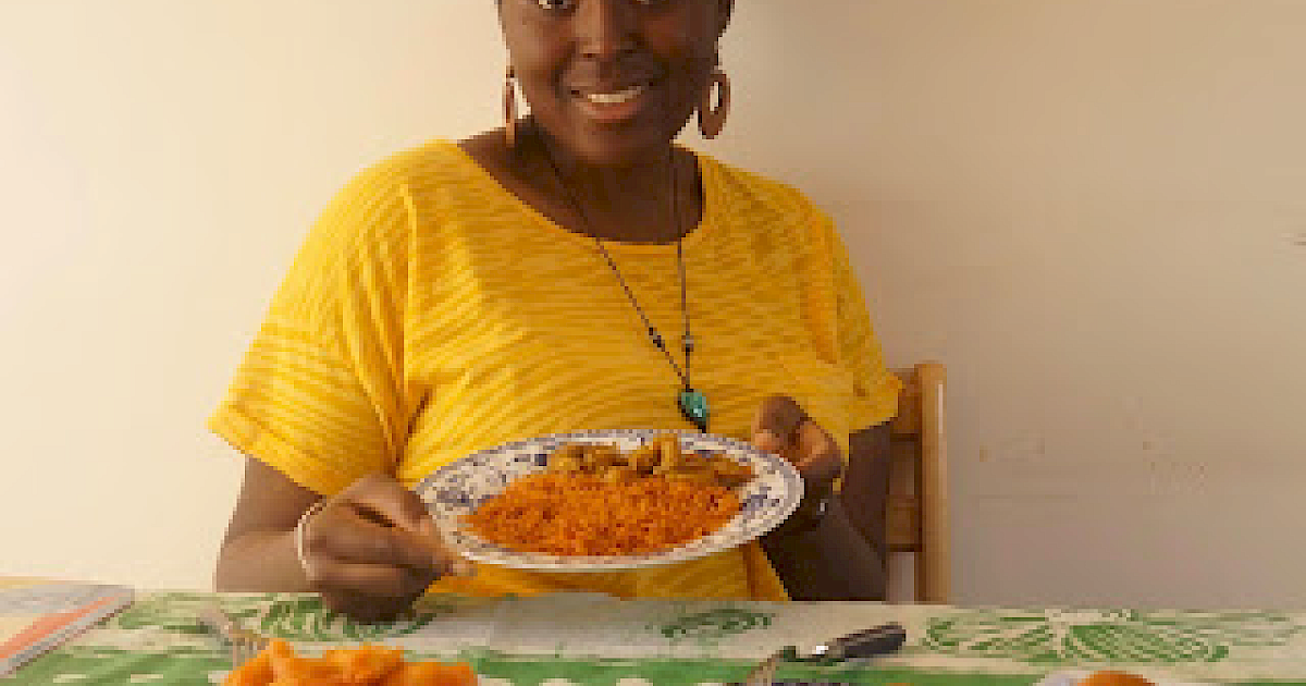 From peasant meals to eating like a queen! 🤣 Thank you Mama V 🫶🏽 , Jollof Rice